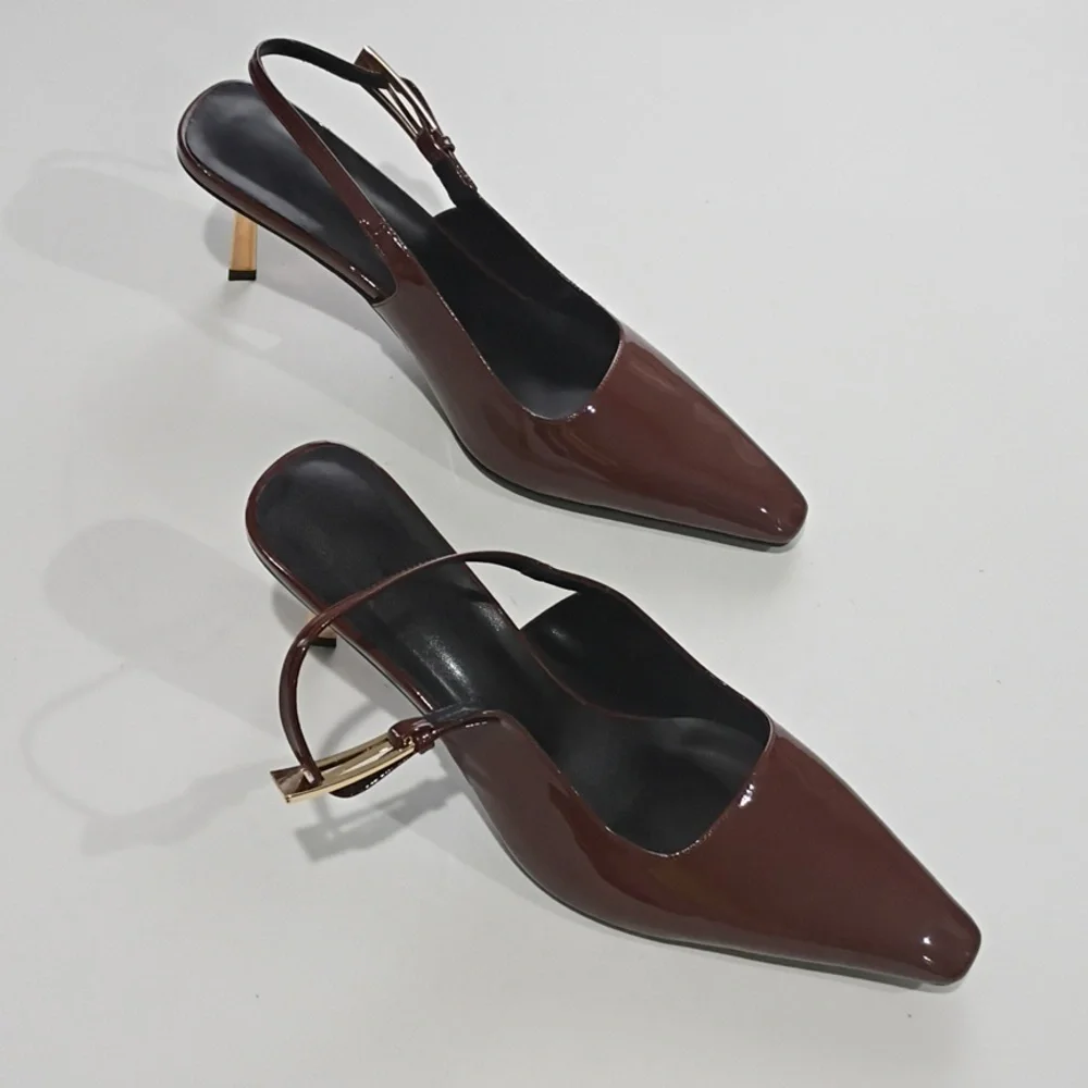 Iiimmu Chic Brown Slingback Heels Size 10 - Picture 1 of 14